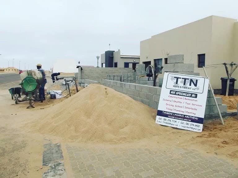 TTN Investments signboard at a construction site in Swakopmund